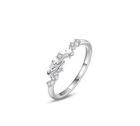 Bague Phalange Femme, Bague Mariage Argent Planète et Étoile avec Rond Blanc Oxyde de Zirconium Argent 925 Taille 51.5