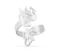 Bague Phoenix pour femme Acier inoxydable Bagues Imposantes Ajustables Rise From Ashes Phoenix Fire Bird Bijoux Minimalistes en forme d'animaux Creux