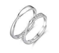 Bague Pierre et Gravure Anneau Argent 925 Argent Sterling Ruban de Möbius Réglable Mode pour Couple Femme Mesdames Cocktail Bijoux