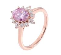 Bague Pierre Rose Alliance 14 Carats Moissanite Fleur Taille Tante pour Tante Saint-Valentin Bijoux