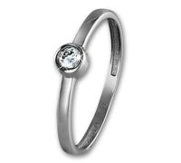 Bague Pierre Zircone Golddream Blanche Taille Femme. Or Blanc 56 8 Carats Gdr509j56