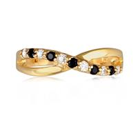 Bague Plaqué Or 'Sissi' LES TRESORS DE LILY - Noir - Oxyde de zirconium - 4 mm 60