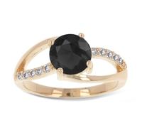 Bague Plaqué Or 'Sissi' noir doré - 7 mm - LES TRESORS DE LILY - Bijou - Adulte - Oxyde de zirconium 62