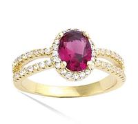 Bague Plaqué Or 'Sissi' rubis blanc doré - 10x8 mm [R4177] 52