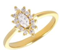 Bague Plaqué Or 'Victorina' blanc doré - 11x7 mm - LES TRESORS DE LILY - Oxyde de zirconium 50