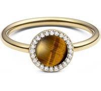 Bague plaquée or avec œil de tigre et cristaux Audrey DW0040122 - Circonférence : 62 mm.