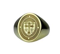 Bague plaquée or en argent sterling 925 « Amor of God » | Chevalière ovale 18 x 15 mm | Taille de l'anneau : US 5-12,5 Avelaibal | LKDR_0812