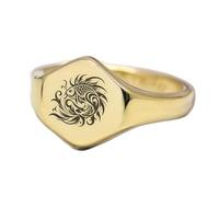 Bague poisson hexagonale | Argent sterling 925 plaqué or | Bijou cadeau, chevalière style vintage, bijou hypoallergénique fait main | LK_PDR_00961_12.5