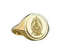 Bague pompier en argent sterling 925 | Bague plaquée or | Chevalière ovale 15 x 13 mm | Taille de l'anneau : 5-12,5 US | Avelaibal | LKDR_0642