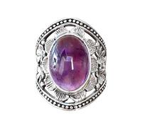 Bague pour femme Bague améthyste argent ancien incrusté rétro vieilles femmes hommes bijoux à la main en cristal coloré