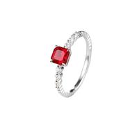 Bague pour Femme Bague en Argent Femme Taille 59 Or Blanc 9 Carats Rubis de Laboratoire Carré à 4 Griffes, Design Fin et Simple, 0,7 Ct, avec Moissanite Ronde Moderne pour Mesdames Noël Bijoux