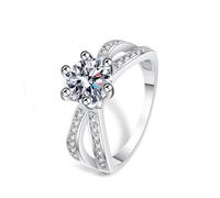 Bague pour Femme Bague Femme Argent Vintage Or Blanc 9 Carats Diamant de Laboratoire 6 Griffes avec Pierre Précieuse Taille Épouse pour Mesdames Mariage Bijoux