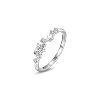 Bague pour femme en argent sterling 925 avec zircone blanche - Motif planète et étoile, 54 (17,2), Zircone cubique