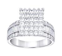 Bague pour femme en argent sterling 925 avec zircone cubique ronde et tête carrée 14,3 x 7,1 mm de large Taille 9