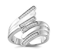 Bague pour femme en argent sterling 925 plaqué rhodium avec faux diamant Taille 6 22 mm de large