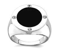 Bague pour femme en argent sterling 925 plaqué rhodium poli imitation onyx noir et oxyde de zirconium, US 10 | EU 62.5 | DE 20 | JP 20 | UK T 1/2, Zircone cubique Métal Zircone cubique Pierre