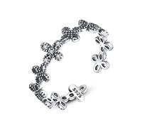 Bague pour femme en argent sterling S925, ornée d'un zircon brillant et d'une fleur. Ajustable et ouverte.