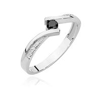 Bague pour femme en or 585 14 carats avec diamants noirs naturels véritables, 63 (20.1), Diamant,