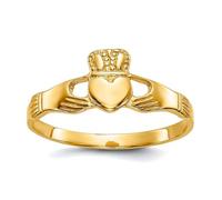 Bague pour femme en or jaune massif 10 carats poli avec nœud de la Trinité celtique Claddagh Taille 6.00