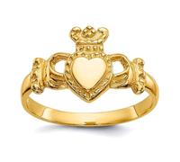 Bague pour femme en or jaune massif poli 10 carats 5 mm avec nœud de la Trinité celtique Claddagh Taille 7.00
