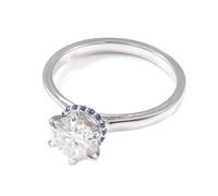 Bague pour Femme Fiancée Alliance Femme Moissanite Or Blanc 18 Carats Couronne 6 Griffes Ronde Moissanite 1 Ct Taille Épouse pour Lesbienne Remise Des Diplômes Bijoux
