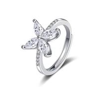Bague pour Femme Fiancée Alliance Femme Or Gris Argent 9 Carats Moissanite avec Une Pierre Précieuse de Forme Marquise Taille Mère pour Mesdames Mariage Bijoux