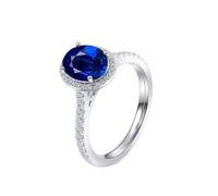 Bague pour Femme Fiancée Alliance Femme Taille 50 Or Blanc 9 Carats Saphir Créé Classique Tante pour Épouse Fête Des Mères Bijoux