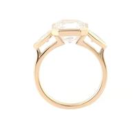 Bague pour Femme Fiancée Alliance Femme Taille 54 Jaune Or 14 Carats Moissanite avec Moissanite Blanche Géométrique 2Ct Lesbienne pour Lesbienne Fête Des Mères Bijoux