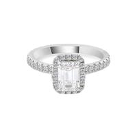 Bague pour Femme Fiancée Alliance Moissanite Veritable Or Blanc 18 Carats avec 4 Griffes Rectangle Moissanite 2Ct Taille Sœur pour Épouse Remise Des Diplômes Bijoux