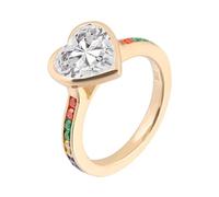Bague pour Femme Fiancée Alliance Or 18 Carats Couple Moissanite Cœur Simple Taille Lesbienne pour Tante Remise Des Diplômes Bijoux