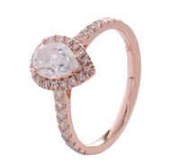 Bague pour Femme Fiancée Bague 60 Or Rose 14 Carats Moissanite Goutte D'Eau avec Moissanite Épouse pour Tante Nouvel An Bijoux