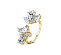 Bague pour Femme Fiancée Bague Dorée 9 Carats Moissanite Ouvert avec Une Pierre Précieuse Papillon Taille Lesbienne pour Mesdames Noël Bijoux