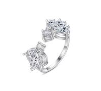 Bague pour Femme Fiancée Bague Femme en Or Blanc Argent 14 Carats Moissanite Ouvert avec Une Pierre Précieuse en Forme D'Abeille Taille Épouse pour Sœur Noël Bijoux