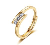 Bague pour Femme Fiancée Bague Fiançailles Or Jaune Diamant de Laboratoire avec 3 Pierres Taille Lesbienne pour Sœur Fête Des Mères Bijoux