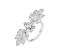 Bague pour Femme Fiancée Bague Homme 55 Argent Or Blanc 14 Carats Diamant de Laboratoire Pierre Précieuse en Forme de Larme avec Feuille Sœur pour Lesbienne Fête Des Mères Bijoux