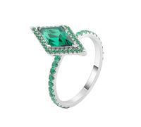 Bague pour Femme Fiancée Bijoux Argent Gravé Vert É Or Blanc 9 Carats Moissanite Losange avec Moissanite Taille Tante pour Mesdames Fête Des Mères Bijoux