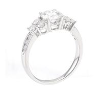 Bague pour Femme Fiancée Moissanite Bague de Fiançailles Or Blanc 14 Carats avec 4 Griffes Taille Ronde Moissanite 2Ct Taille Tante pour Mère Fête Des Mères Bijoux