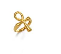 Bague Pour Femmes Filles Croix Égyptienne Africaine Charms Bague Bijoux Egypte Hiéroglyphes Clé Du Nil Bagues Épaisses Bagues Bijoux Ethniques Bandes De Mariage Culturelles Bague De Pouce, Color2