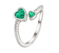 Bague pour fille en argent sterling 925 avec pierre de naissance pour femme - Bague réglable en forme de cœur ouvert - Constellation du mois - Pour adolescente - Cadeau d'anniversaire - Classeur noir