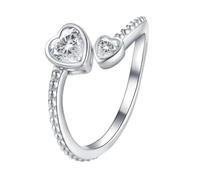 Bague pour fille en argent sterling 925 avec pierre de naissance pour femme - Bague réglable en forme de cœur ouvert - Constellation du mois - Pour adolescente - Cadeau d'anniversaire - Classeur noir