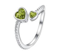 Bague pour fille en argent sterling 925 avec pierre de naissance pour femme - Bague réglable en forme de cœur ouvert - Constellation du mois - Pour adolescente - Cadeau d'anniversaire - Classeur noir