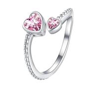 Bague pour fille en argent sterling 925 avec pierre de naissance pour femme - Bague réglable en forme de cœur ouvert - Constellation du mois - Pour adolescente - Cadeau d'anniversaire - Classeur noir