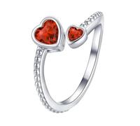 Bague pour fille en argent sterling 925 avec pierre de naissance pour femme - Bague réglable en forme de cœur ouvert - Constellation du mois - Pour adolescente - Cadeau d'anniversaire - Classeur noir