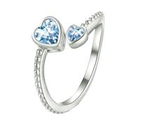 Bague pour fille en argent sterling 925 avec pierre de naissance pour femme - Bague réglable en forme de cœur ouvert - Constellation du mois - Pour adolescente - Cadeau d'anniversaire - Classeur noir