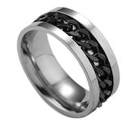 Bague pour homme, bague rotative en acier titane multicolore avec chaîne pour homme