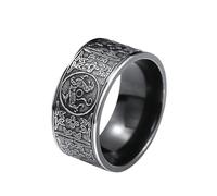 Bague pour homme de style ethnique, quatre bêtes, en acier titane plaqué noir, bijou créatif et tendance
