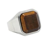 Bague pour homme en acier titane avec pierre précieuse carrée et œil de tigre, 8