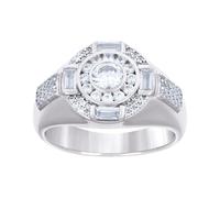 Bague pour homme en argent sterling 925 avec zircone cubique ronde 14 mm de long 10 bagues pour homme, US 9 | EU 60 | DE 19 | JP 18 | UK R 3/4, Zircone cubique Métal Zircone cubique Pierre précieuse