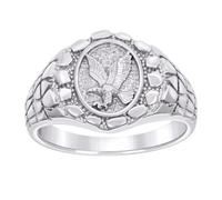 Bague pour homme en argent sterling 925 pépite d'aigle oiseau 14,4 x 14,4 mm de large 10 bagues pour homme, US 9 | EU 60 | DE 19 | JP 18 | UK R 3/4, Métal Argent Argent sterling, Aucune pierre