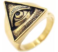 Bague pour Homme Illuminati Triangle All Seeing Eye of Providence Taille Homme 7-15-12-Or